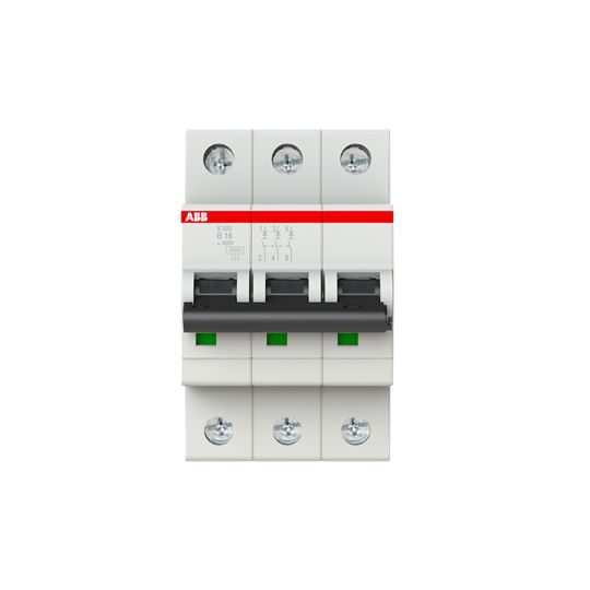 ABB System Pro M Compact S200 MCB, 3P, 16A Curve B, 400V AC, 6 kA Breaking Capacity