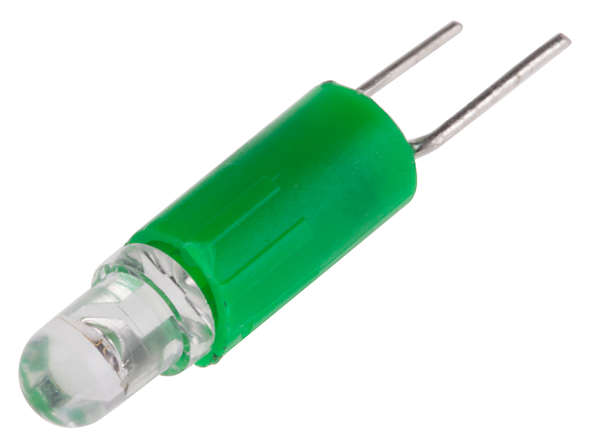 RS PRO Green LED Indicator Lamp, 24V ac/dc, Bi-Pin Base, 4.25mm Diameter, 95mcd