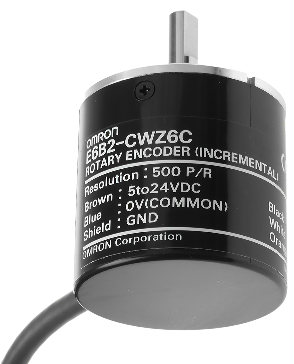 Omron E6B2 Series Incremental Incremental Encoder, 500 ppr, NPN Open Collector Signal, Solid Type, 6mm Shaft