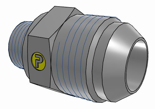 Parker Hydraulic Male Stud M18 Male to UNF 1 1/16-12 Male, 12M18F82EDMXS