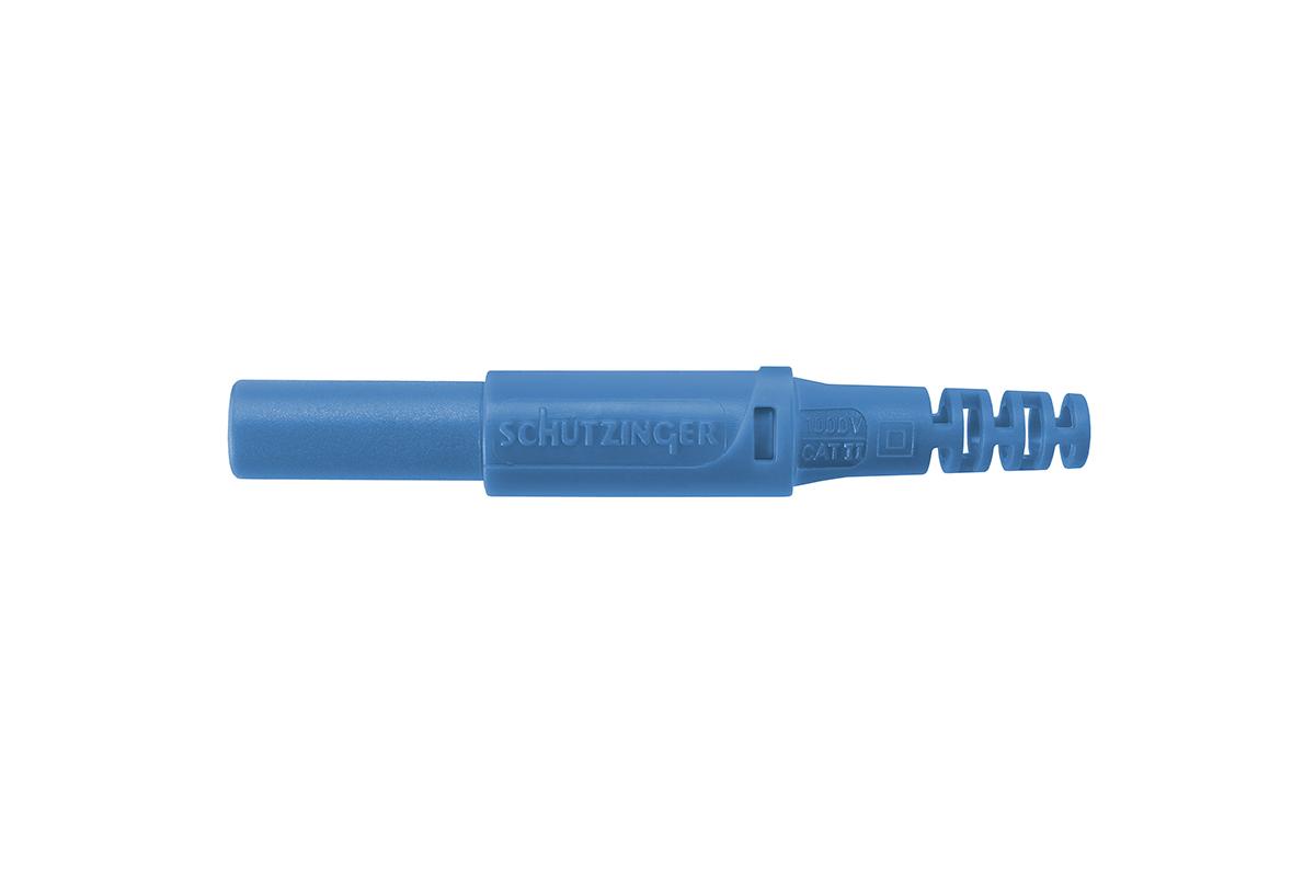 Schutzinger Blue Male Banana Plug, 4 mm Connector, Screw Termination, 32A, 1000V, Nickel Plating