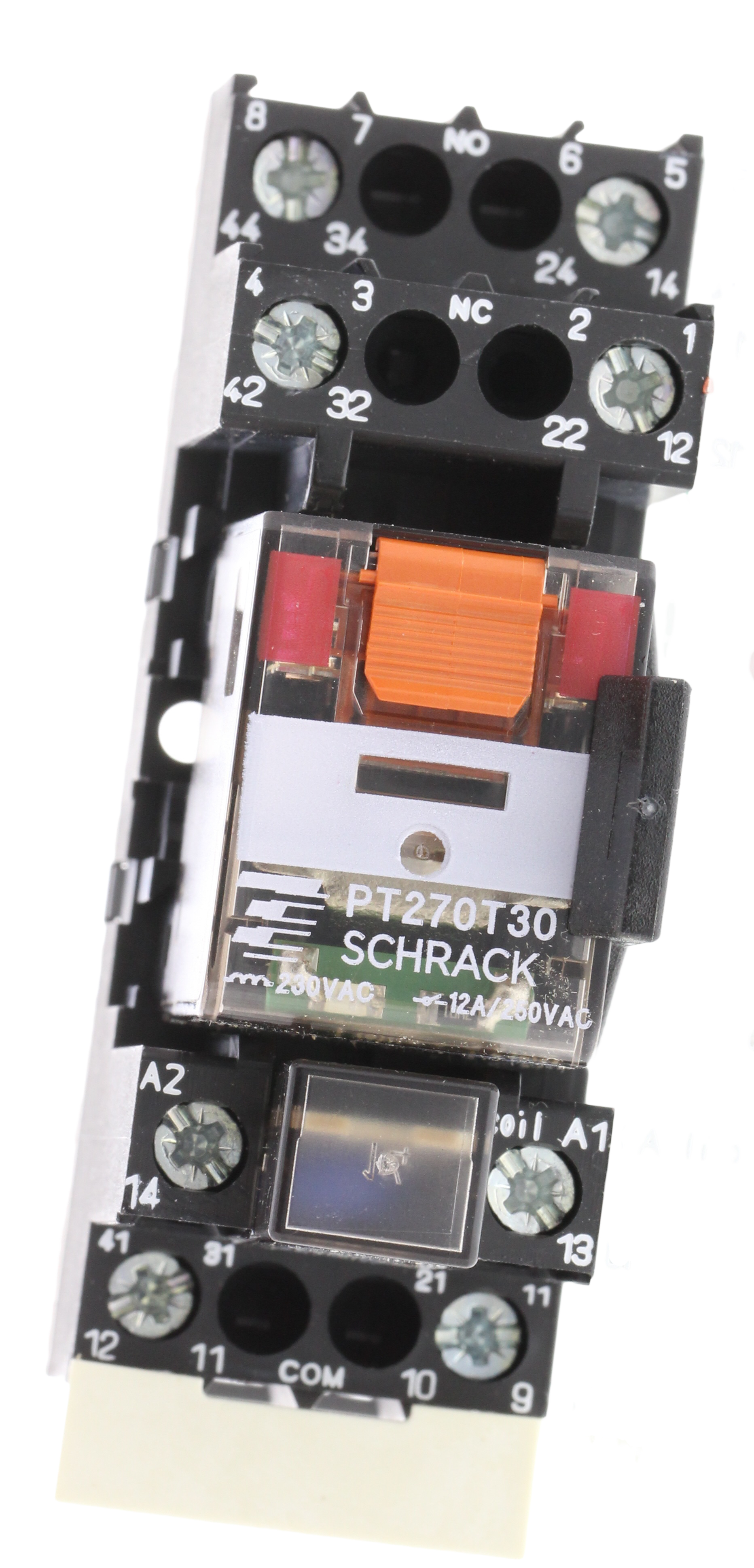 TE Connectivity DIN Rail Power Relay, 230V ac Coil, 12A Switching Current, DPDT