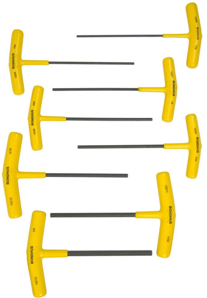Bondhus 8 piece T Shape Imperial Hex Key Set, 3/32 → 1/4"