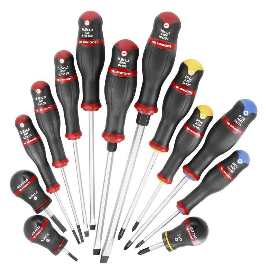 Facom Phillips; Pozidriv; Slotted Screwdriver Set, 13-Piece