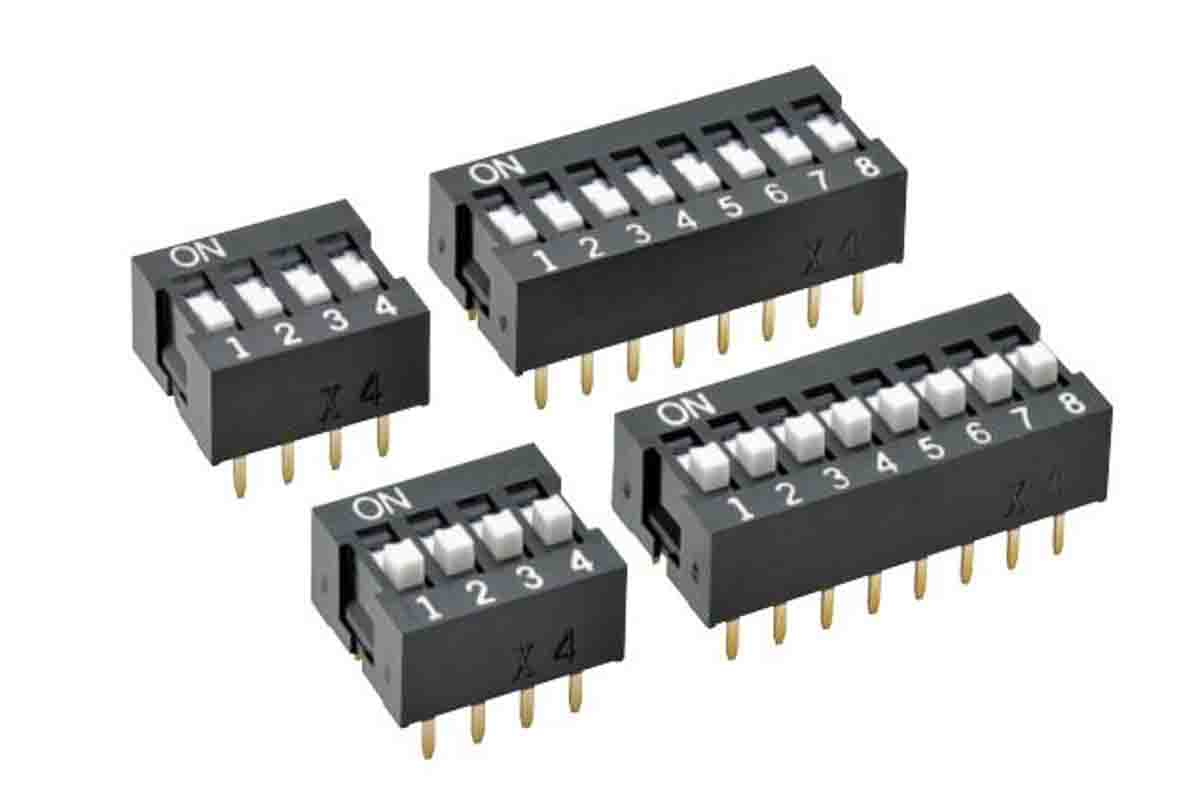 Omron 4 Way PCB DIP Switch SPST, Raised Actuator, IP40