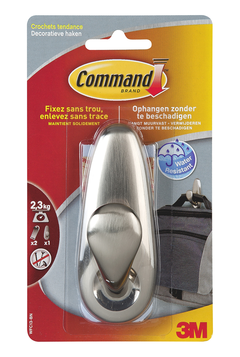 3M 172 x 99 x 8 mm Silver Adhesive Hook x 1