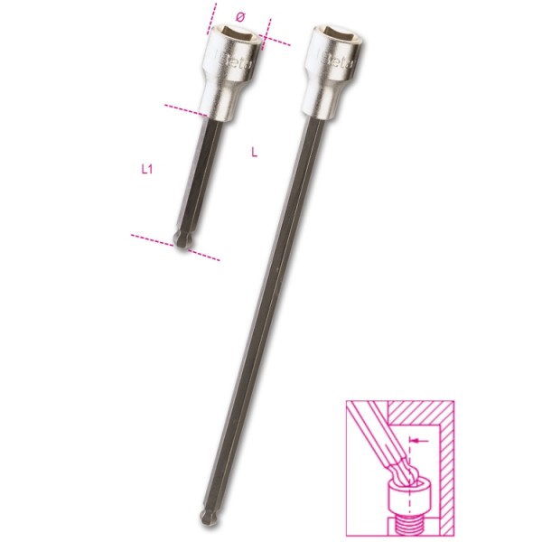 BETA Ball End Hexagon Screwdriver Bit, 5L mm Tip