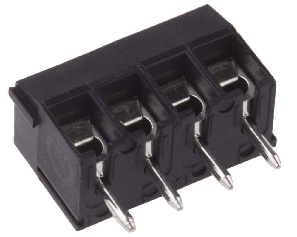 RS PRO PCB Terminal Block, 4-Contact, 3.5mm Pitch, Through Hole Mount, 1-Row, Screw Termination