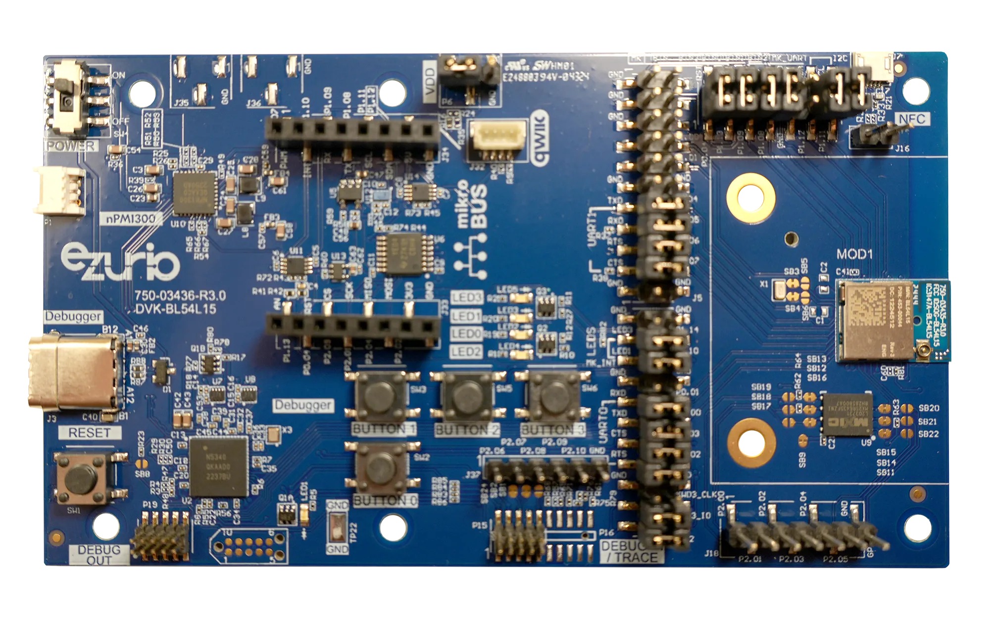 Ezurio BL54L15 (Nordic nRF54L15), Development Kit, MHF4 Connector, Module BL54L15 Bluetooth Development Kit for Module