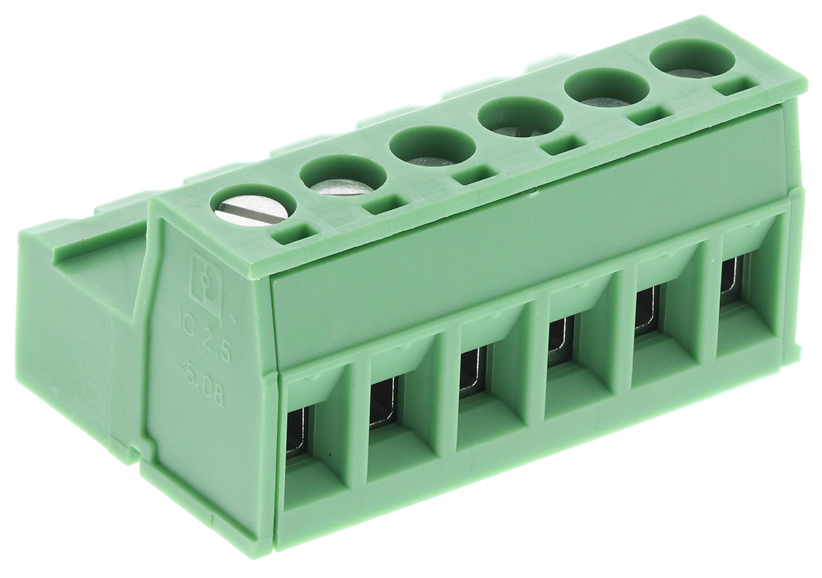 Phoenix Contact, 5.08mm Pitch, CLASSIC COMBICON IC, 6 Way, , Pluggable Terminal Block, Inverted Plug, Cable Mount,