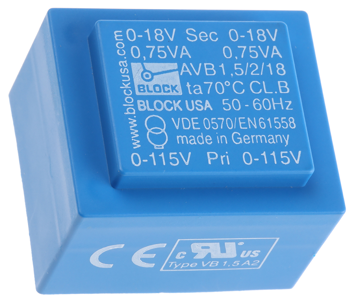 Block 18V ac 2 Output Through Hole PCB Transformer, 1.5VA