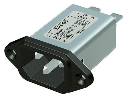 EPCOS 10A, 250 V ac/dc Panel Mount IEC Inlet Filter B84771C0010A000, Tab