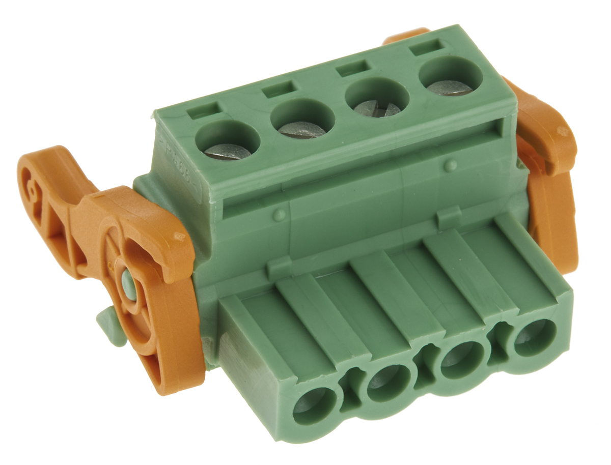 Phoenix Contact, 5.08mm Pitch, MSTB 2.5/ 4-ST-5.08-LR, 4 Way, , Pluggable Terminal Block, Plug, Cable Mount, Screw