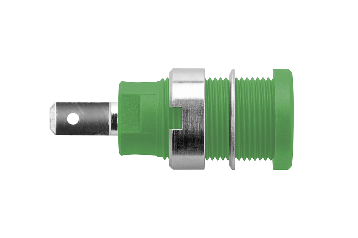 Schutzinger Green Female Banana Socket, 4 mm Connector, 24A, 1000V, Nickel Plating