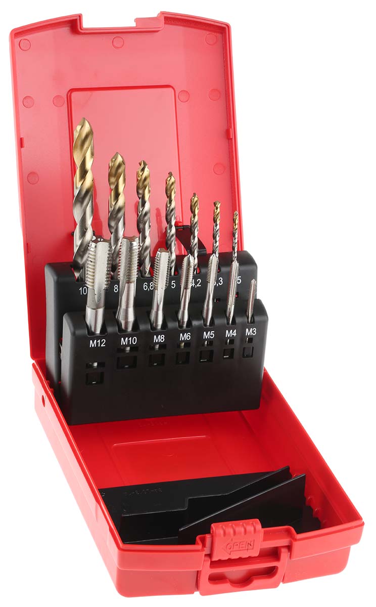 Dormer Tap & Drill Set HSS, HSS-TiN 14-Piece Metric Standard Hand Tap M12 Thread