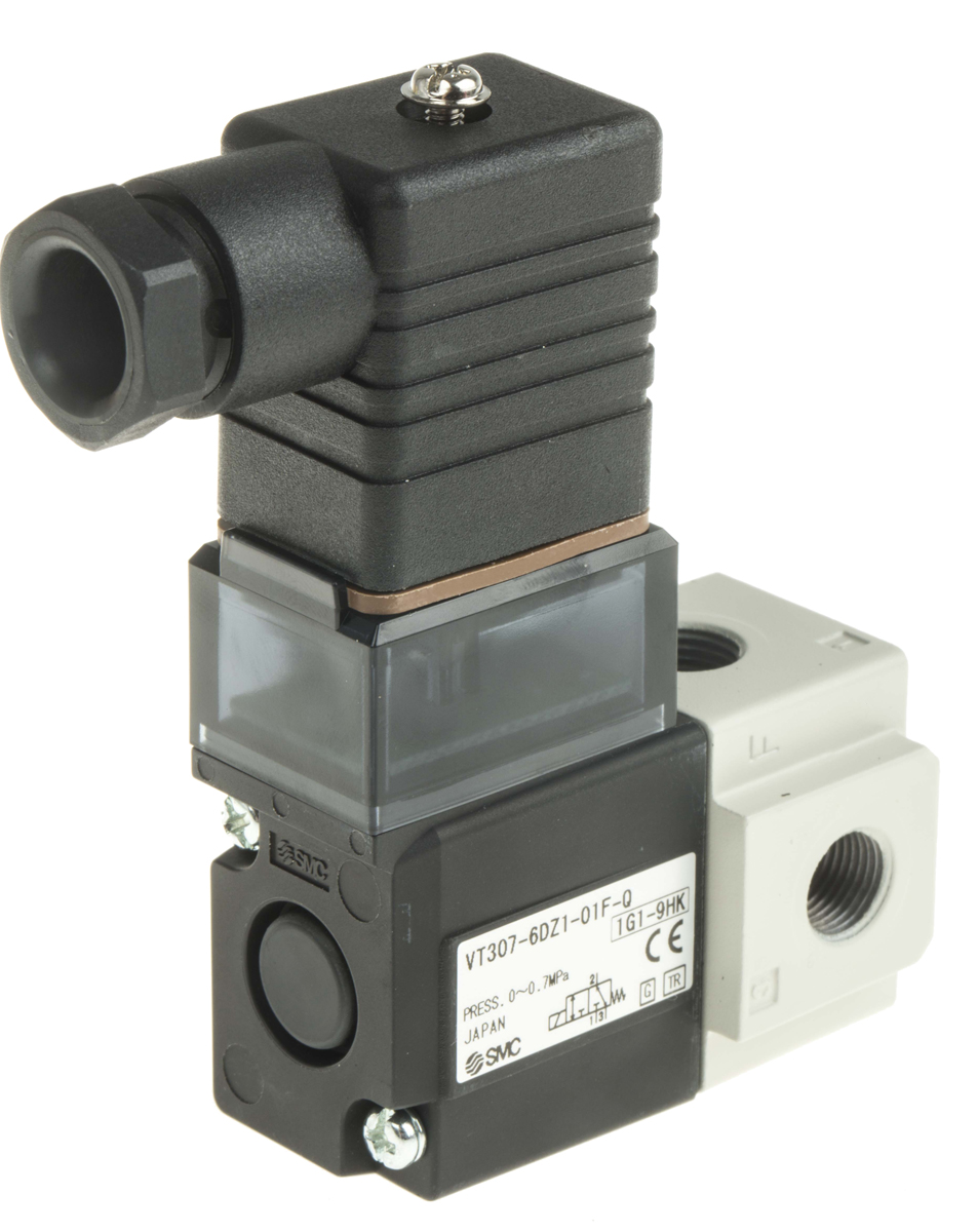 SMC 3/2 Pneumatic Solenoid Valve - Solenoid/Solenoid G 1/8 VT307 Series 12V dc