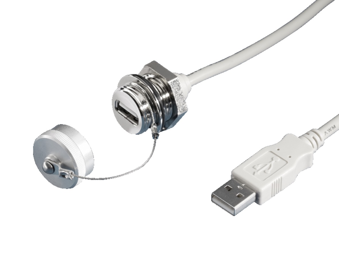 Rittal Horizontal, Wall Mount, Female to Male- Single Port Type Type A 2.0 IP66, IP67 USB Connector