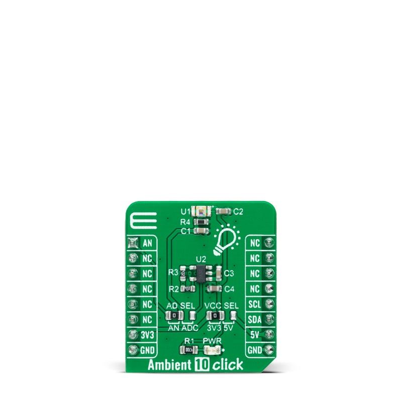 MikroElektronika Ambient 10 Click Ambient Light Sensor Add On Board for MCP3221, APDS-9006-020 mikroBUS Socket