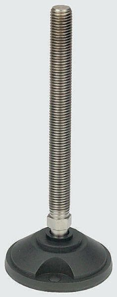 Nu-Tech Engineering M20 PA Reinforced Nylon Adjustable Foot, 2000kg Static Load Capacity 10° Tilt Angle