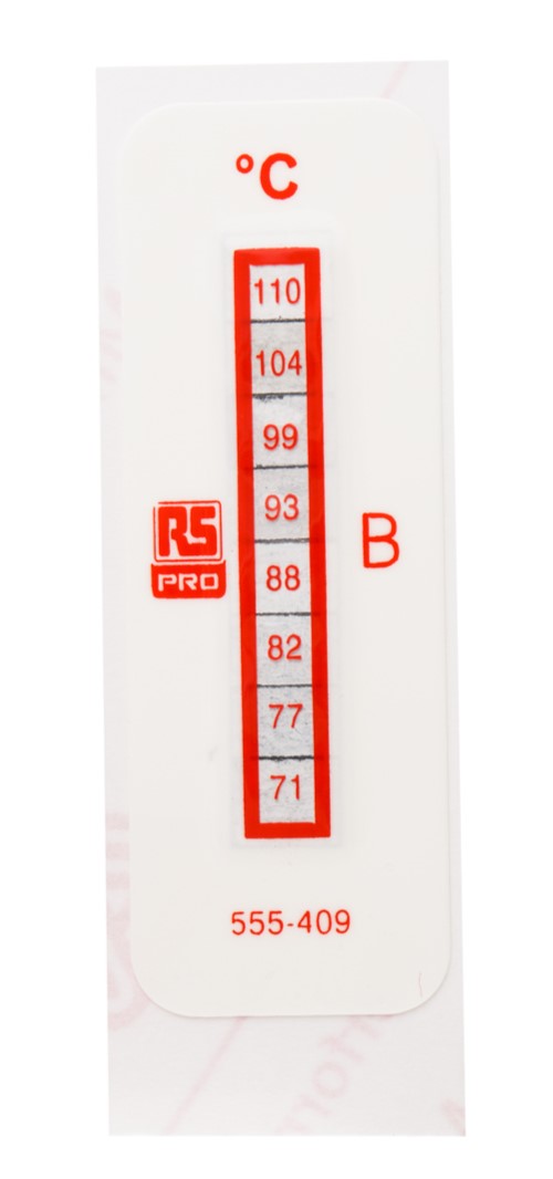 RS PRO Non-Reversible Temperature Sensitive Label, 71°C to 110°C, 8 Levels