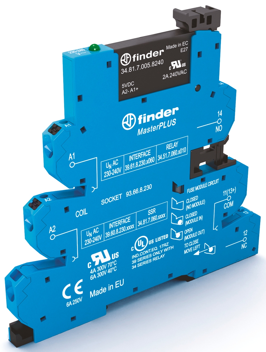 Finder Series 39 Series Solid State Interface Relay, 26.4 V Control, 6 A Load, DIN Rail Mount