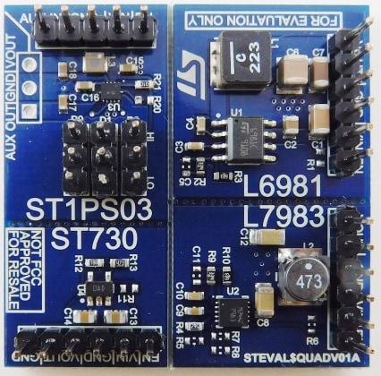 STMicroelectronics Power Management Evaluation Board Evaluation Board for STEVAL-QUADV01 for STEVAL-QUADV01 evaluation