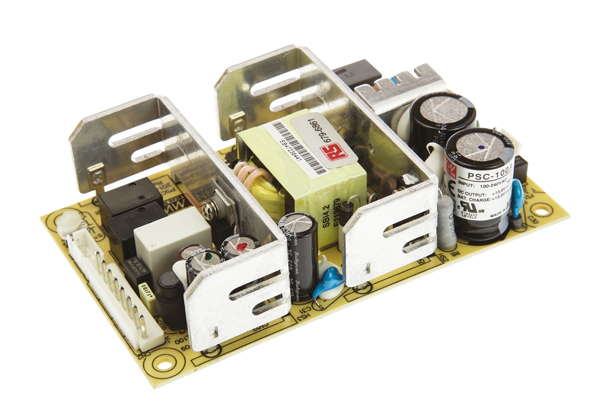 MEAN WELL Switching Power Supply, PSC-100A, 13.8V dc, 2.5 A, 4.75 A, 100W, Dual Output, 127 → 370 V dc, 90