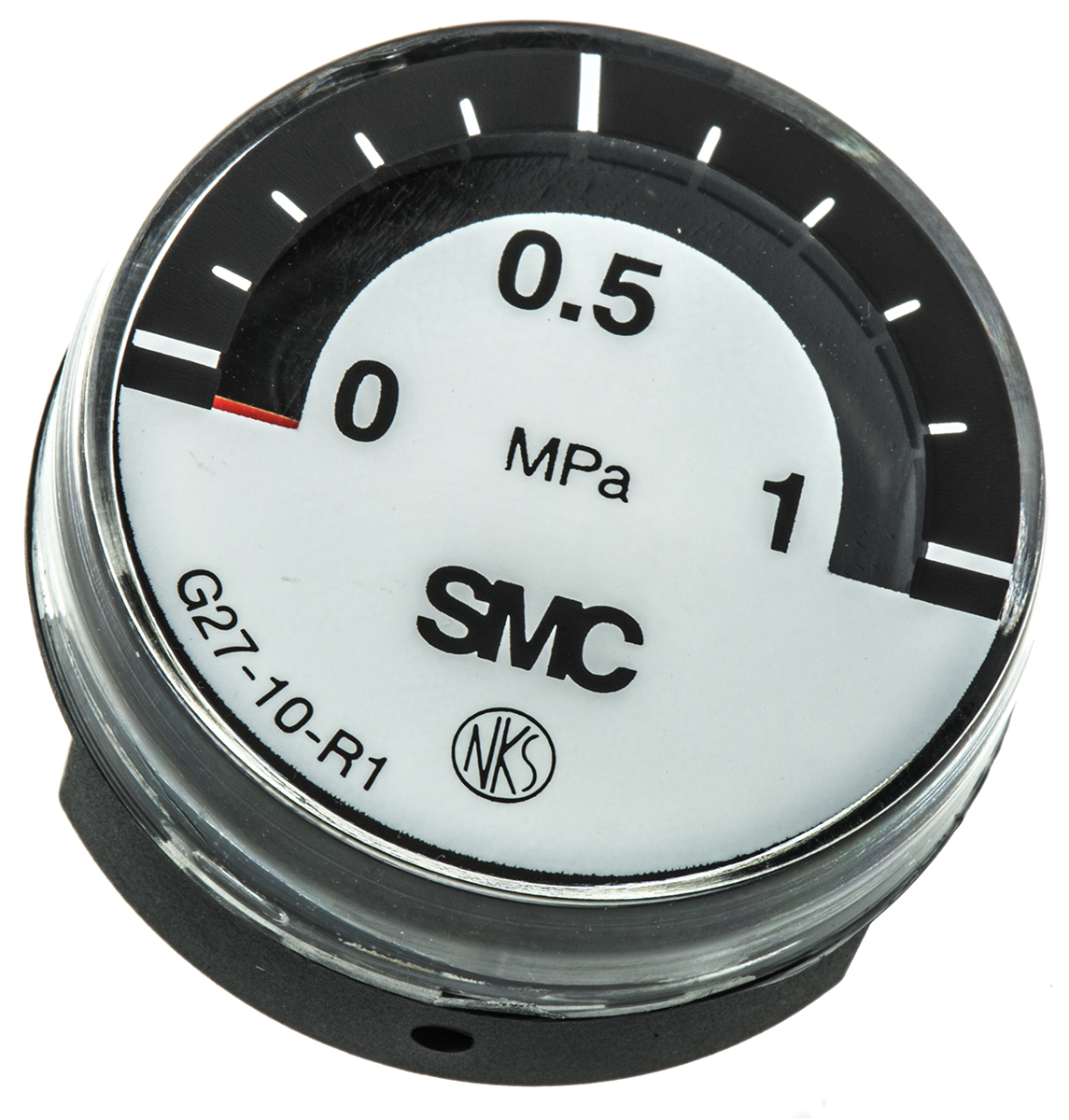 SMC Pressure Gauge 1 MPa, 10bar Back Entry 26mm Outside Diameter