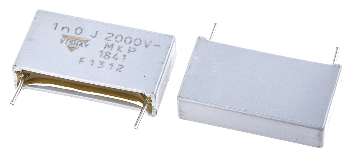 Vishay MKP1841 Polypropylene Film Capacitor, 2 kV dc, 700 V ac, ±5%, 1nF, Through Hole