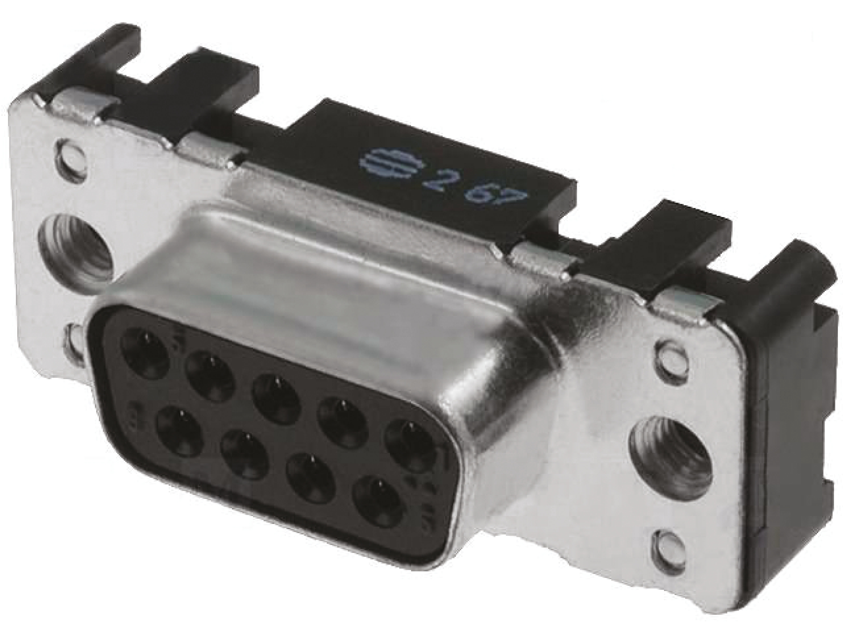 HARTING D-Sub Standard 9 Way Through Hole D-sub Connector Socket, 2.74mm Pitch, with Boardlocks, M3 Threaded Inserts