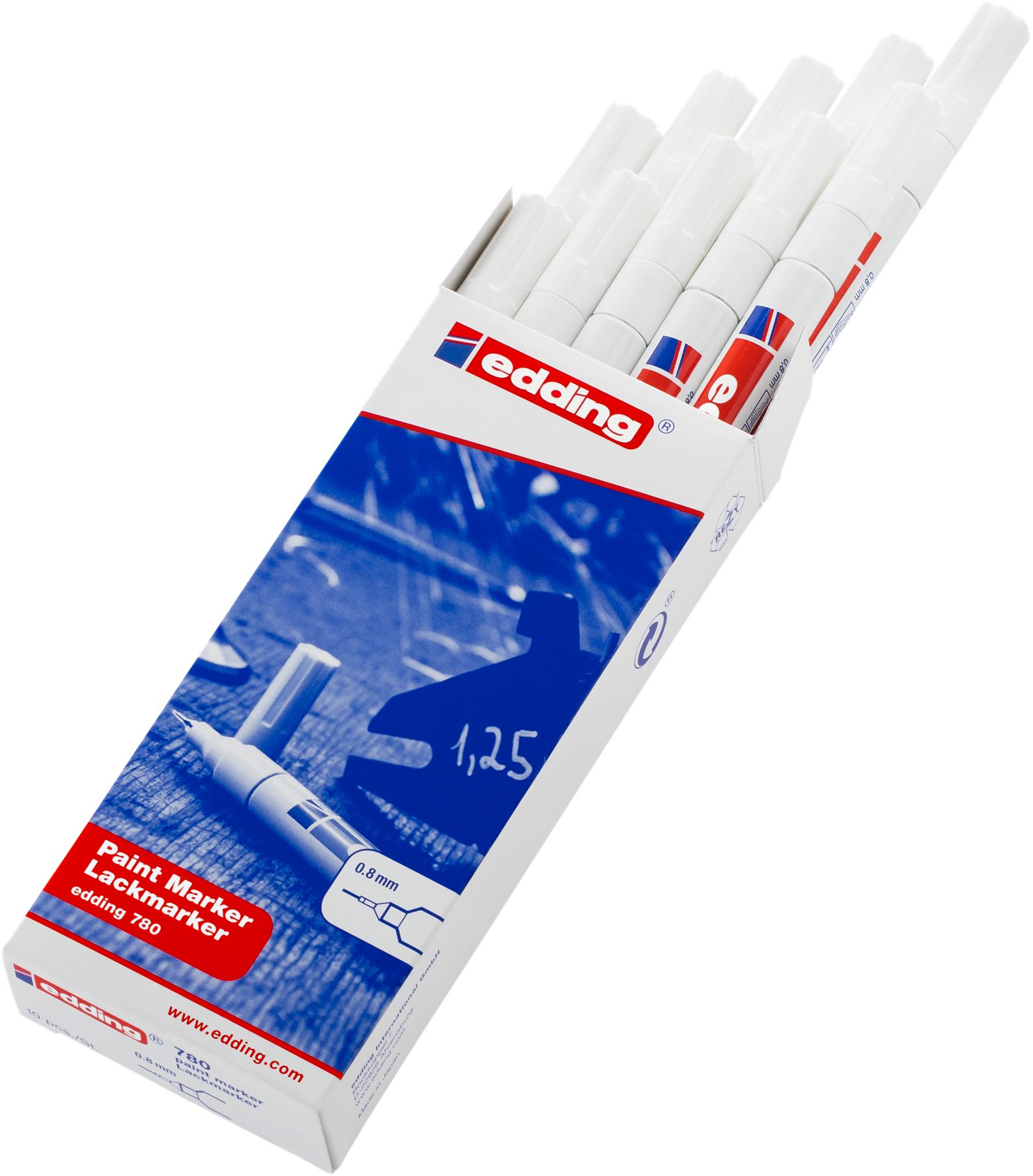 Edding White 0.8mm Extra Fine Tip Paint Marker Pen for use with Glass, Metal, Plastic, Wood