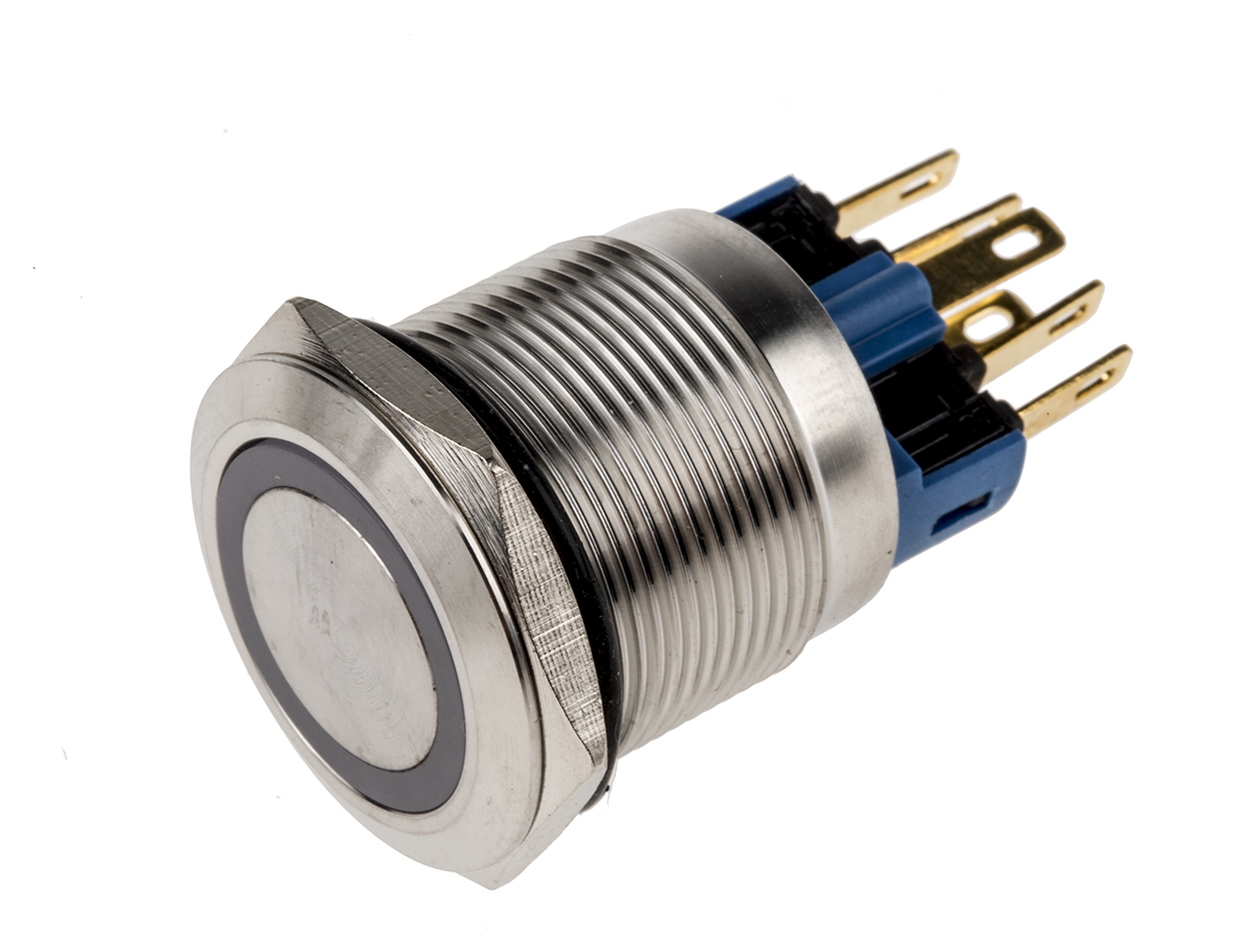 RS PRO Illuminated Push Button Switch, Latching, Panel Mount, 22mm Cutout, SPDT, Yellow LED, 250V ac, IP65, IP67