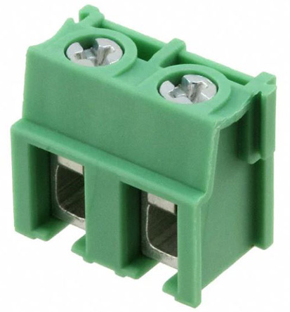 Phoenix Contact PT 2.5/ 2-7.5-V Series PCB Terminal Block, 7.5mm Pitch, Through Hole Mount, 1-Row, Screw Termination