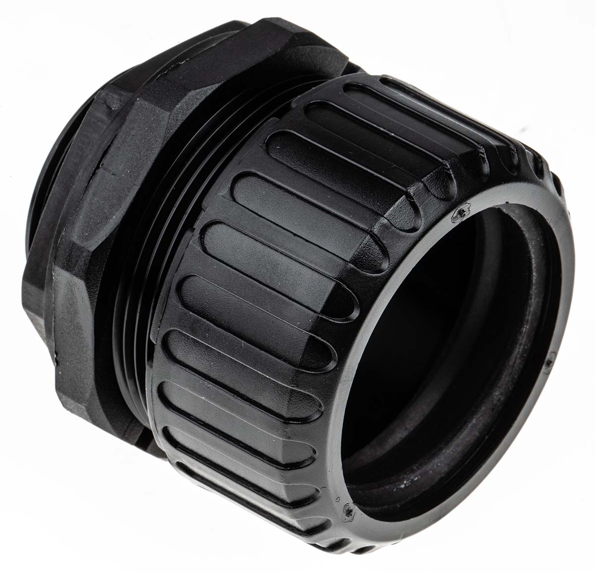 Adaptaflex Straight, Conduit Fitting, 40mm Nominal Size, M40, Nylon 66, Black IP65 rating