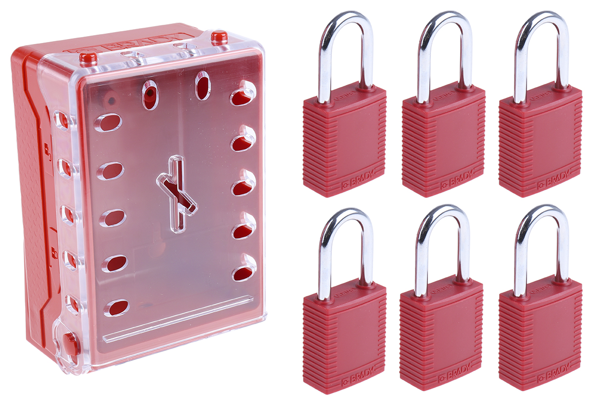 Brady 6 Padlock Lockout Station, 69.7 x 148.5 x 100.3mm