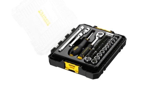 Stanley 48-Piece 1/4 Standard Socket Set with Ratchet, 6 point