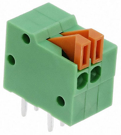 TE Connectivity PCB Terminal Block, 2-Contact, 2.54mm Pitch, Through Hole Mount, 1-Row, Solder Termination