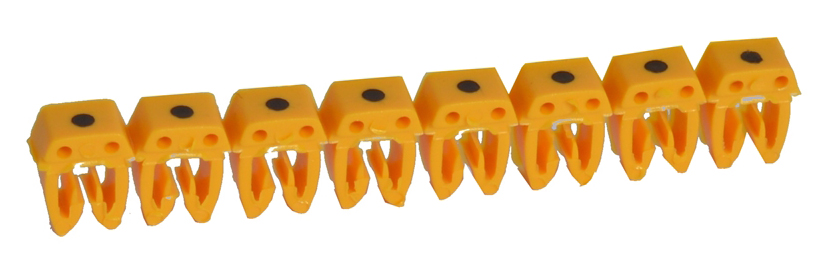 Legrand Clip On Cable Markers, Black on Yellow, Pre-printed ".", 0 382 71