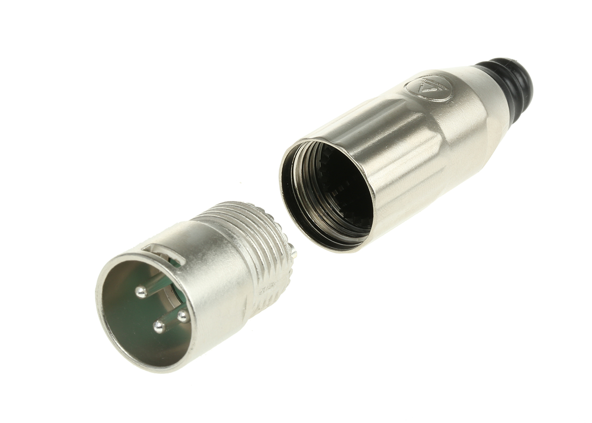 Switchcraft Cable Mount XLR Connector, Male, 3 Way, Silver Plating