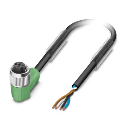 Phoenix Contact Right Angle Female 4 way M12 Sensor Actuator Cable, 10m