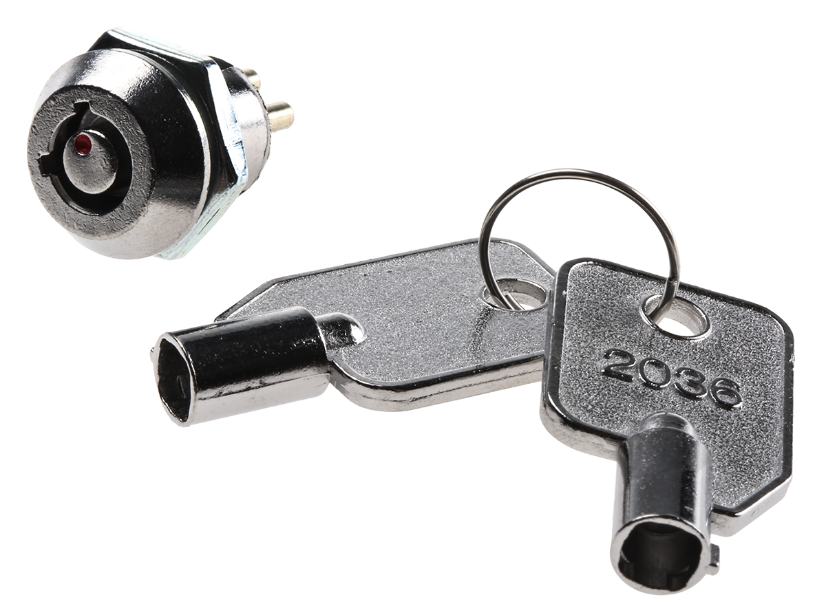 Lorlin Key Switch, DPST, 4 A @ 125 V ac 2-Way Tubular-Key