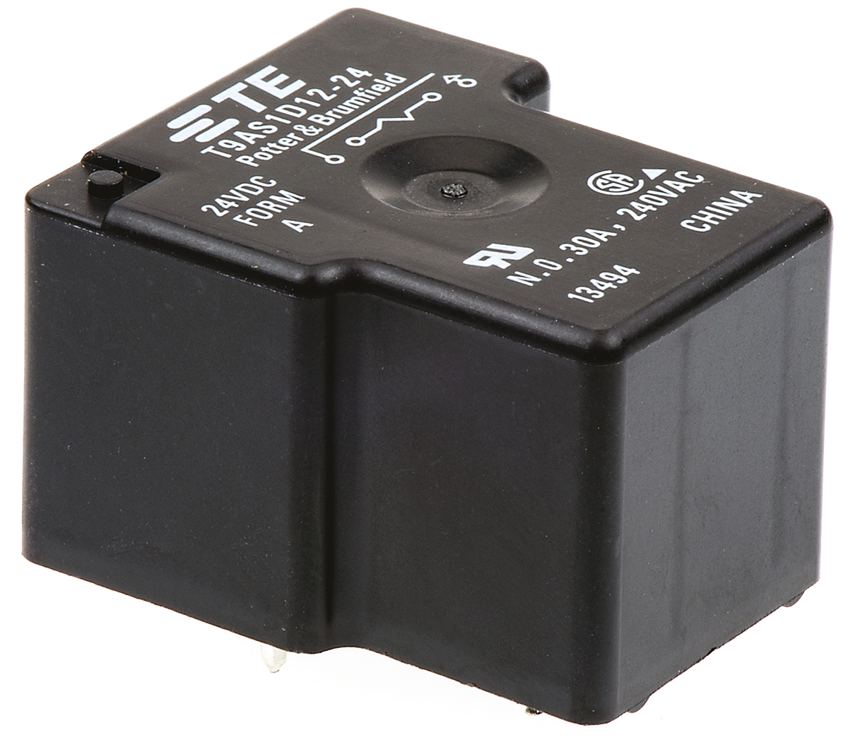 TE Connectivity PCB Mount Power Relay, 24V dc Coil, 30A Switching Current, SPST