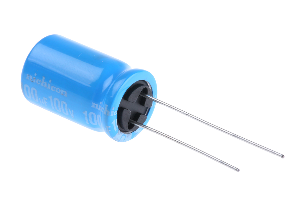 Nichicon 100μF Aluminium Electrolytic Capacitor 100V dc, Radial, Through Hole - UBT2A101MHD8