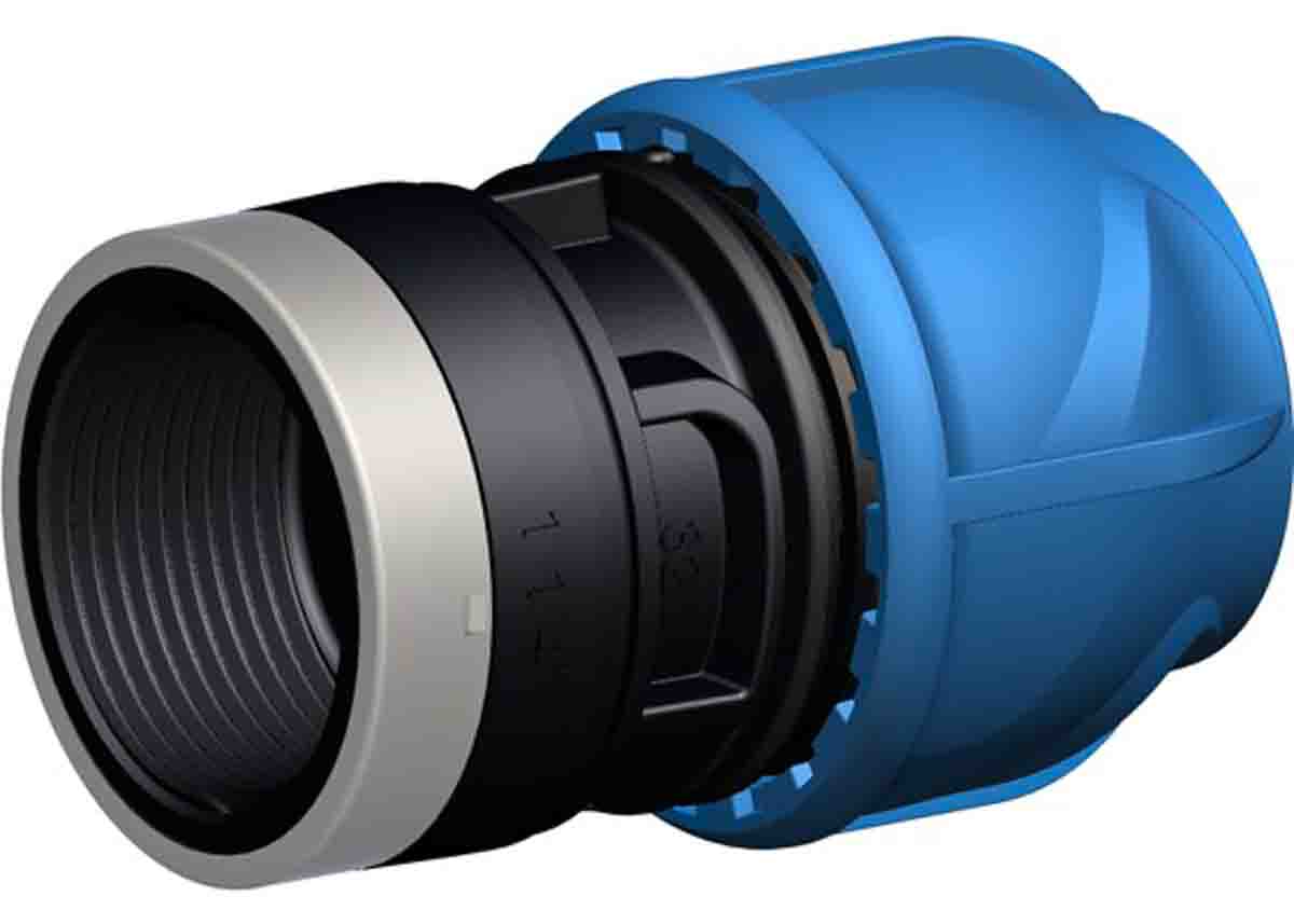 Georg Fischer Plastic Pipe Fitting, Straight Threaded Female Adapter, 20mm, Rp 1/2in
