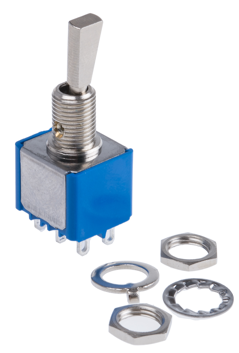 APEM Toggle Switch, Panel Mount, On-(On), DPDT, Solder Terminal