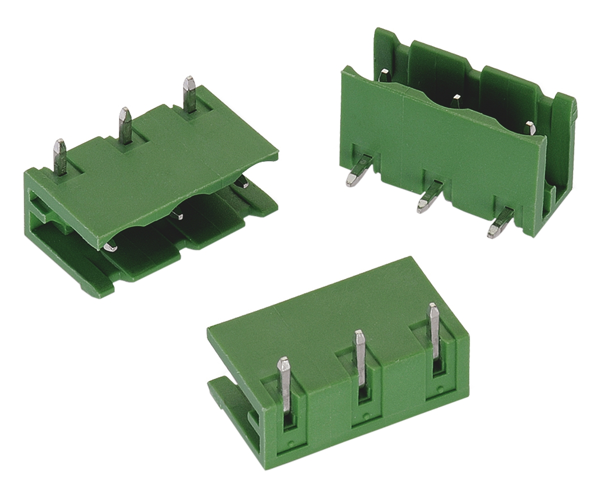 Wurth Elektronik, 7.62mm Pitch, 3124, 3 Way, , Pluggable Terminal Block, Header, Through Hole, Solder Termination,