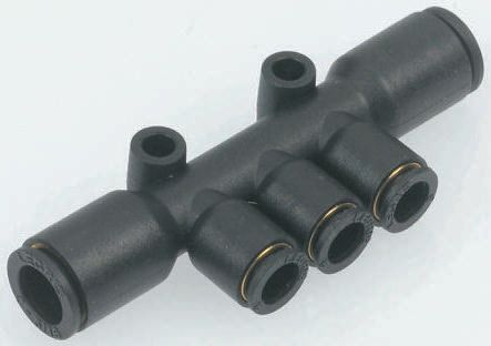 Legris LF3000 Series Tee Tube-to-Tube Adaptor Push In 4 mm, Push In 6 mm to Push In 6 mm, Tube-to-Tube Connection Style