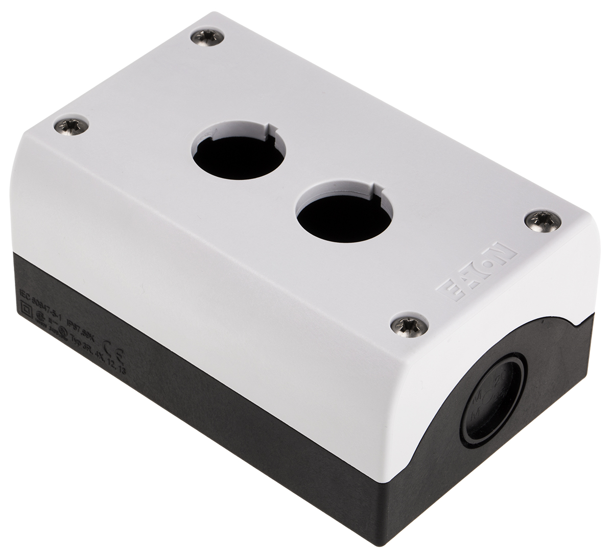 Eaton Grey Plastic M22 Push Button Enclosure - 2 Hole 22mm Diameter