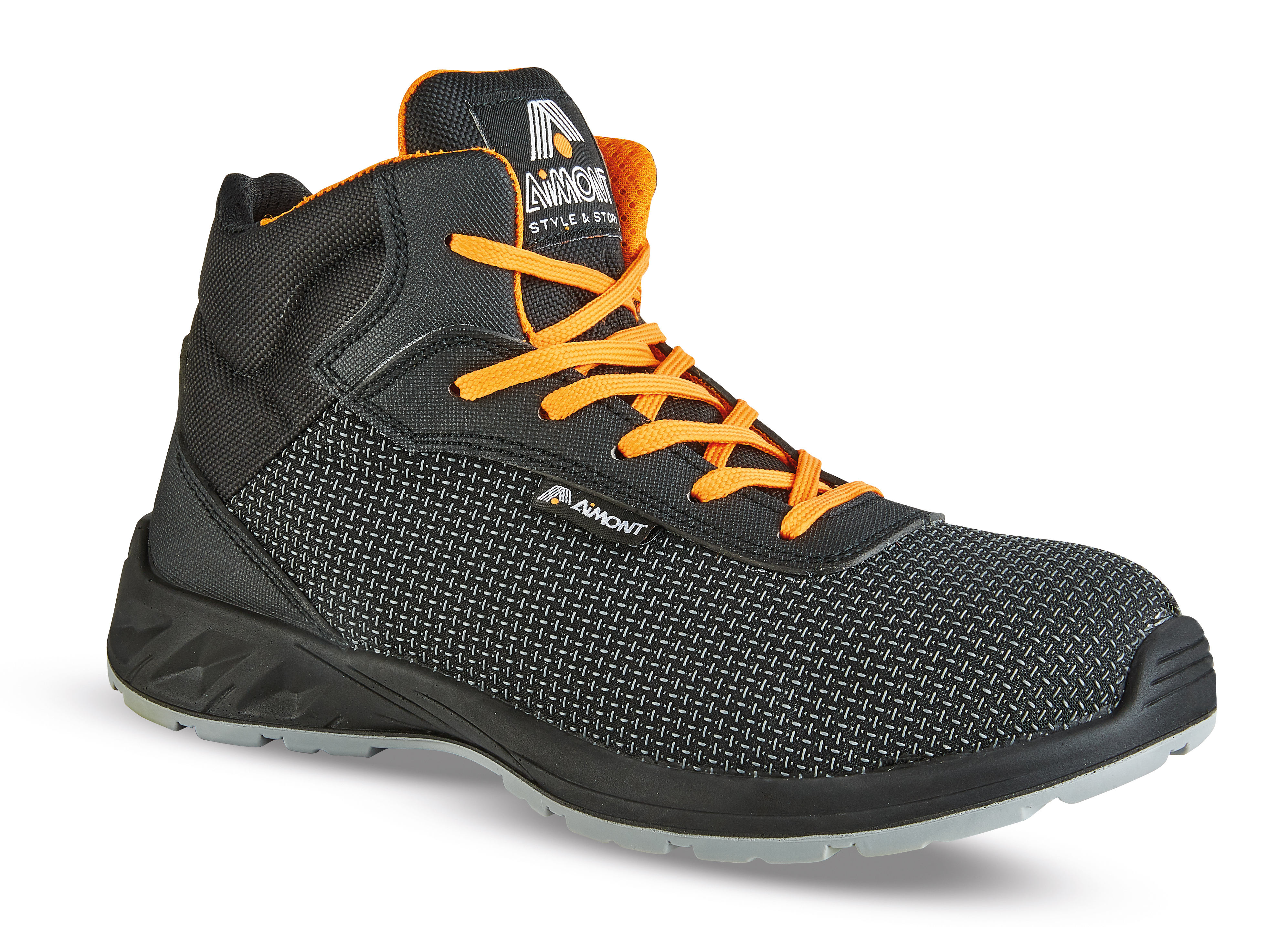 AIMONT DIAMONT METAL FREE Black, Orange Composite Toe Capped Unisex Ankle Safety Boots, UK 9, EU 43