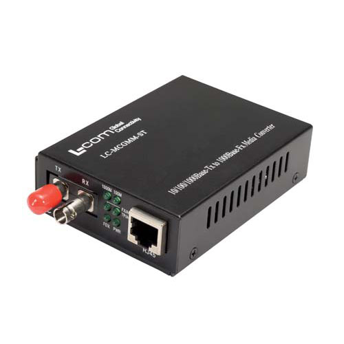 L-Com ST Ethernet Media Converter, Multi Mode, Half/Full Duplex 2km